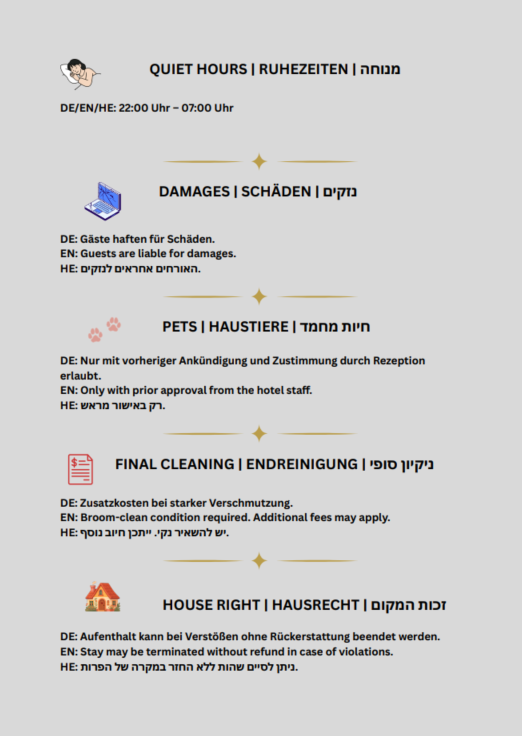 House rules of Aparthotel Stadler, page 2